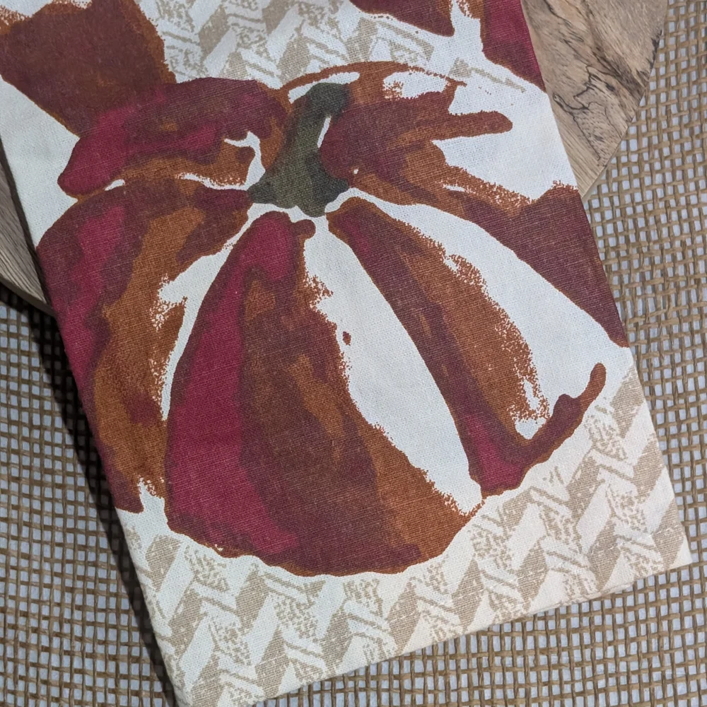 Threshold Autumn Harvest Kitchen Towel, Burgundy Rust Brown Pumpkin Print